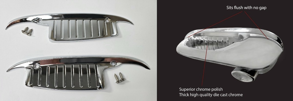 Pair Chrome Door Handle Scratch Guards For 1963-64 Chevy Bel Air