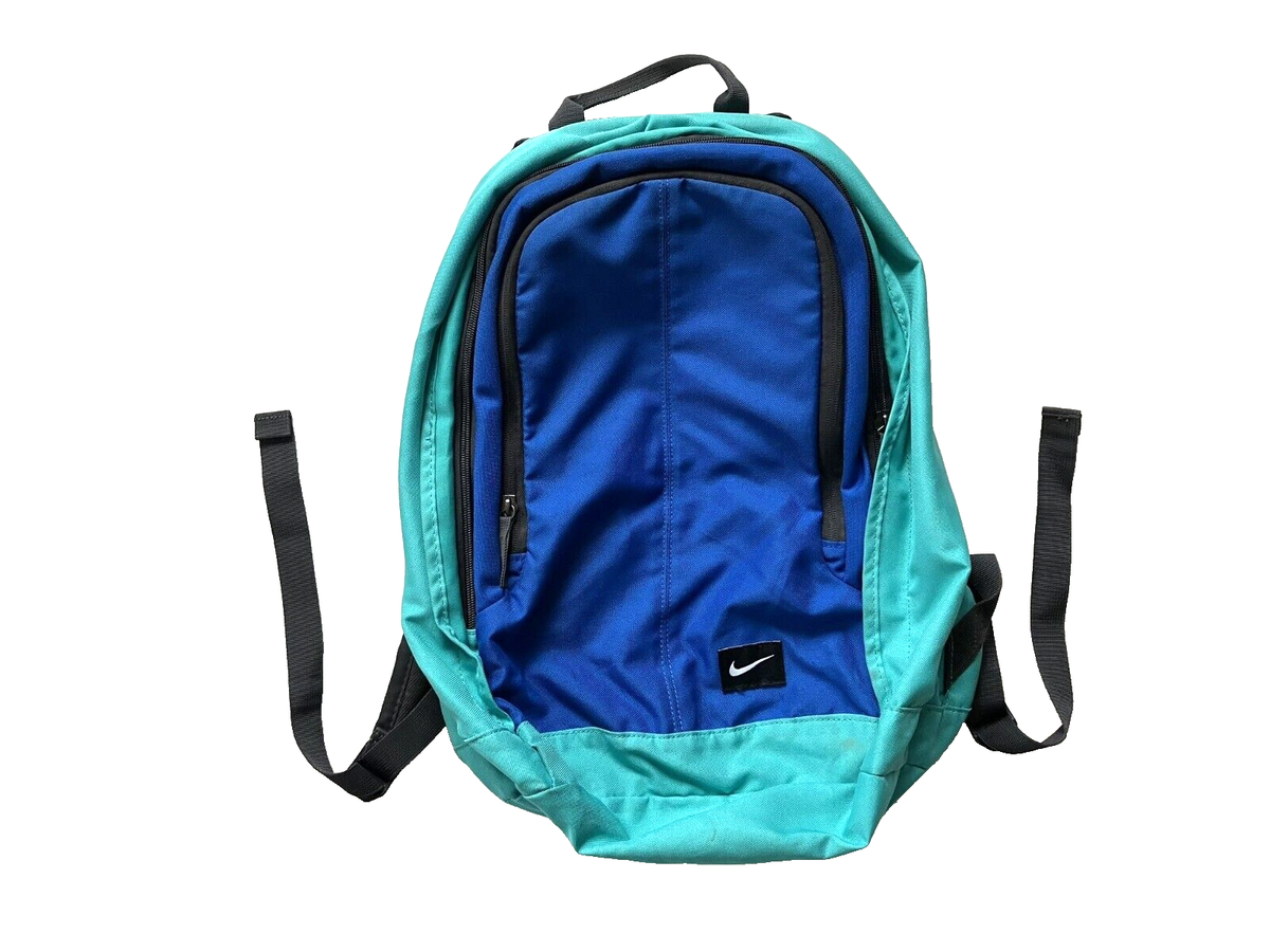 NIKE Blue/Green ATHLETIC BACKPACK Swoosh Travel Hike School Track