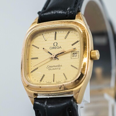 *Exc+4* Vintage OMEGA Seamaster Quartz Gold Dial