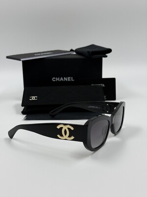 NEW CHANEL 5493 c.622 Black Acetate & Gray Gradient Sunglasses