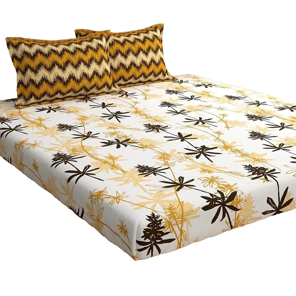 Hoja Plana Floral Marrón Ropa de cama