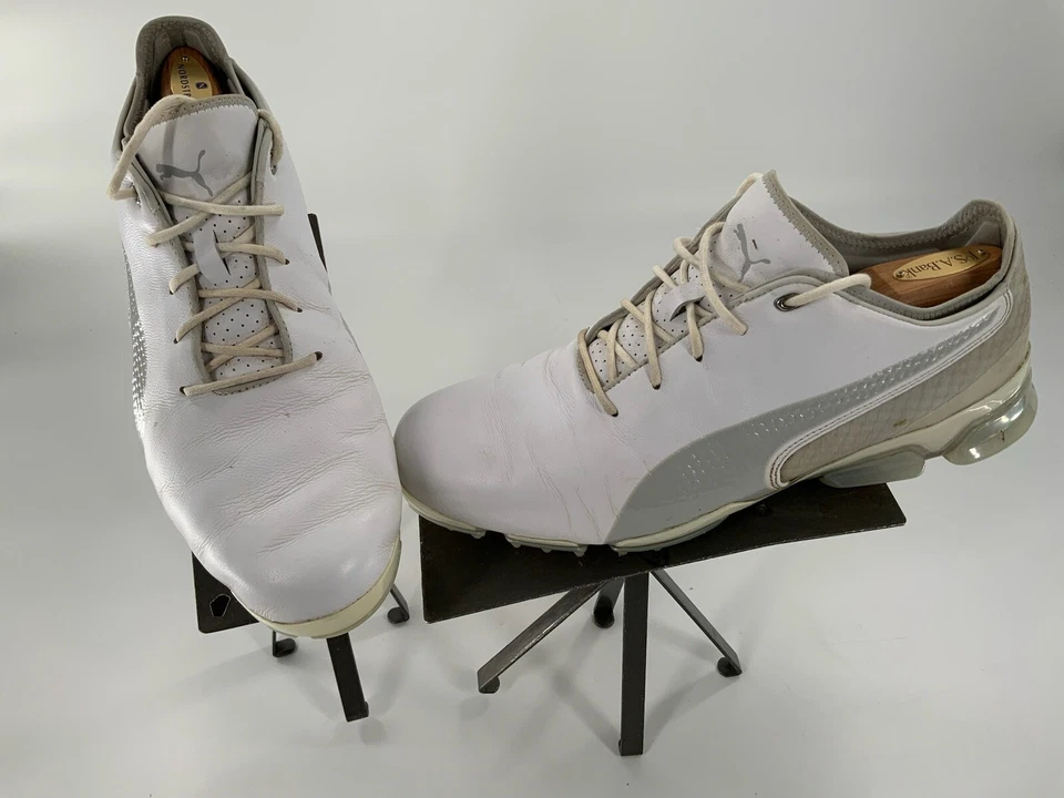 Zapatos de golf Puma Ignite Pro Adapt talla 10 para hombre cuero blanco gris 192766 YGI D2S-2 Foto 2 de 4