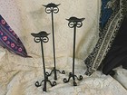 Candle Stick Holders For Votive Candles Black Metal Set of 3 10 12 14 In