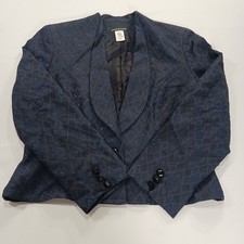 Jones New York RN 54050 Women's Blue/Black One-Button Blazer Jacket Size 8