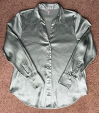 H&M Women’s Pale Green Satin Shirt M Uk14-16