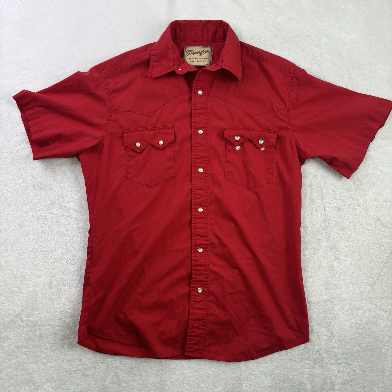 VTG Wrangler Short Sleeve Western Pearl Snap Shirt Collared Men's LG