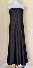 Vintage Full Slip Maxi Dress Long Strapless Gown Lace Scallop Trim 1960s M/L