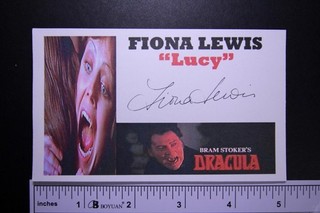 FIONA LEWIS (INTERSPACE DRACULA DR PHIBES RIDES AGAIN) AUTOGRAPH INDEX CARD