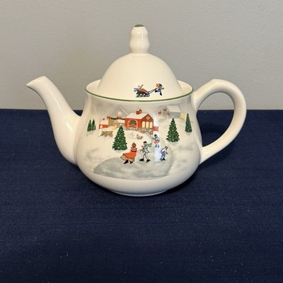 Vintage Sango Silent Night Christmas Tea Pot Joan Luntz 1986-89 Collectable gift
