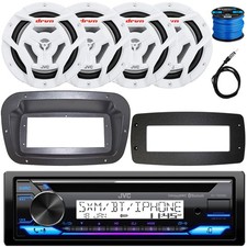 JVC Boat Radio Receiver, 4x 6.5" 150W Marine 2 Way Coaxial White Speaker W/Wire
