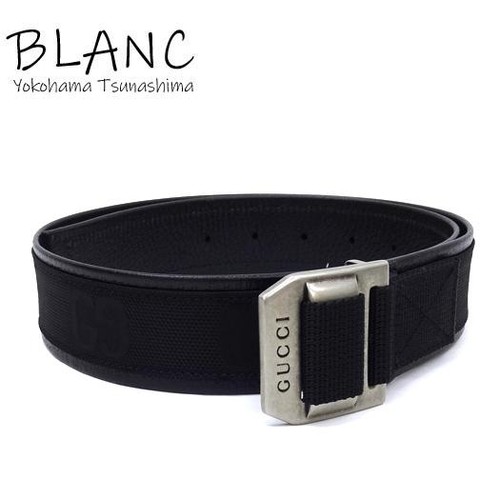 Used Gucci Jumbo GG Canvas Leather Belt #75 Black 684485 GUCCI Yokohama BLANC