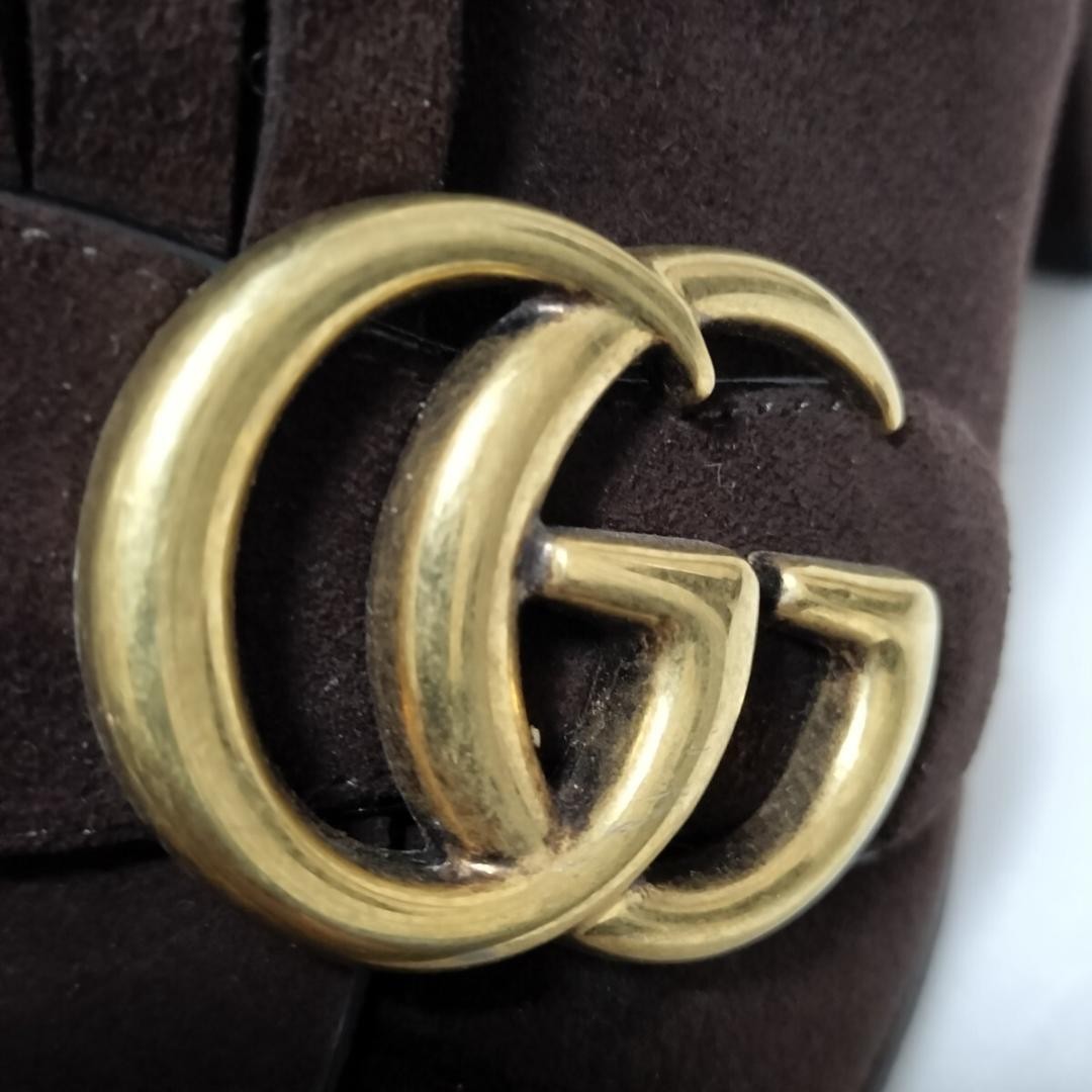 GUCCI Boots Heel GG Marmont Suede Brown EU35/US5 107364c thumbnail 7