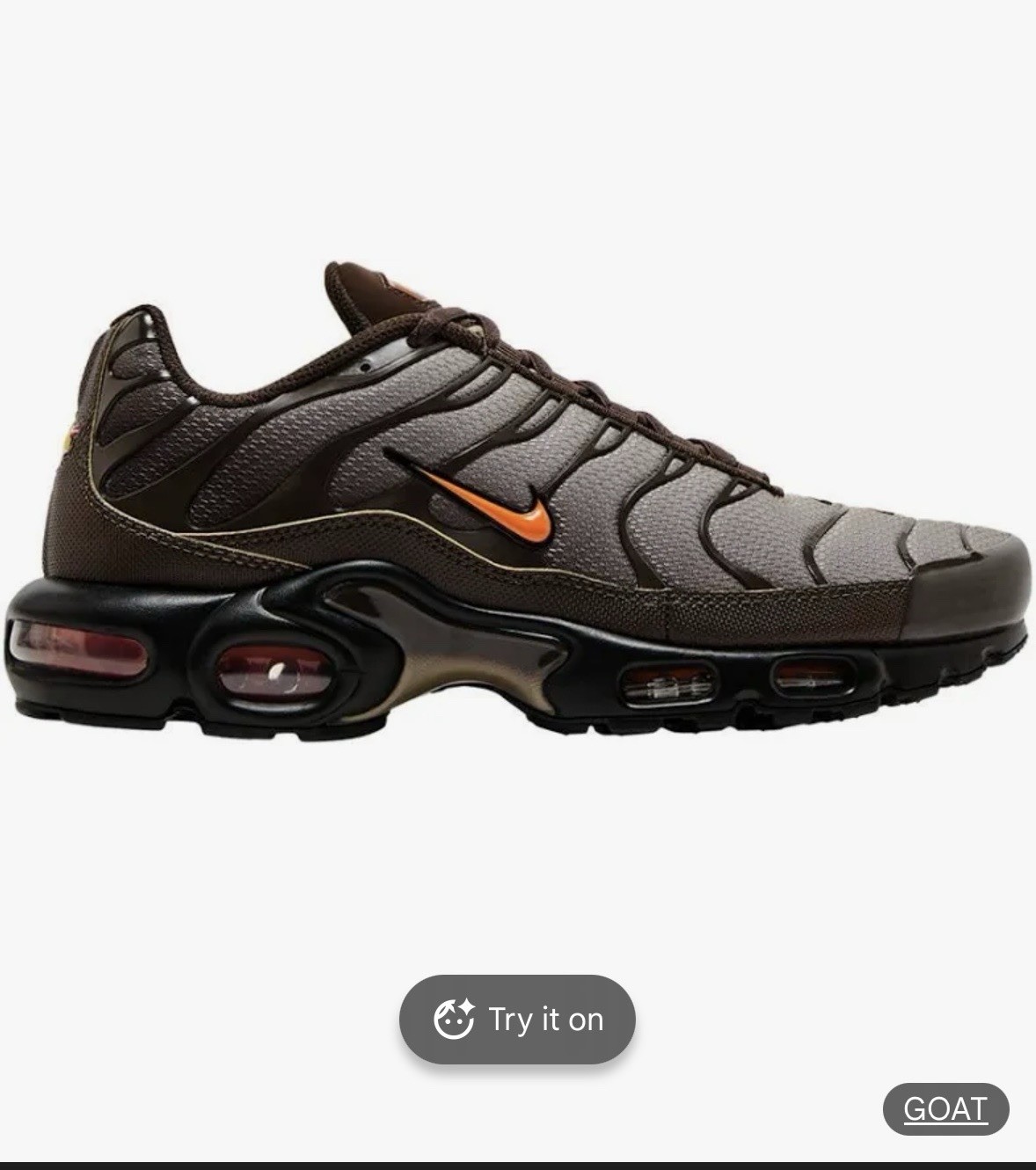 Nike Air Max Plus Baroque Brown/Khaki/Black/Safety Orange DM0032-200 Size 7.5