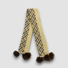 Vintage DAKS London Scarf Muffler Wool Check Pom Pom Winter Christmas Scarves