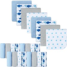24 Pack Baby Washcloths Blue Whale Extra Soft Absorbent Face Towel 9x9 Inch