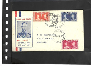 NEW ZEALAND-FDC-1937-CORONATION-CACHET-CANCELS!-F-#112