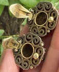 Chinese Antique Sterling Silver old filigree turquoise coral clip Earrings — photo 7