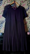Vintage style aubergine pleat and lace occasion dress size 12 Asos