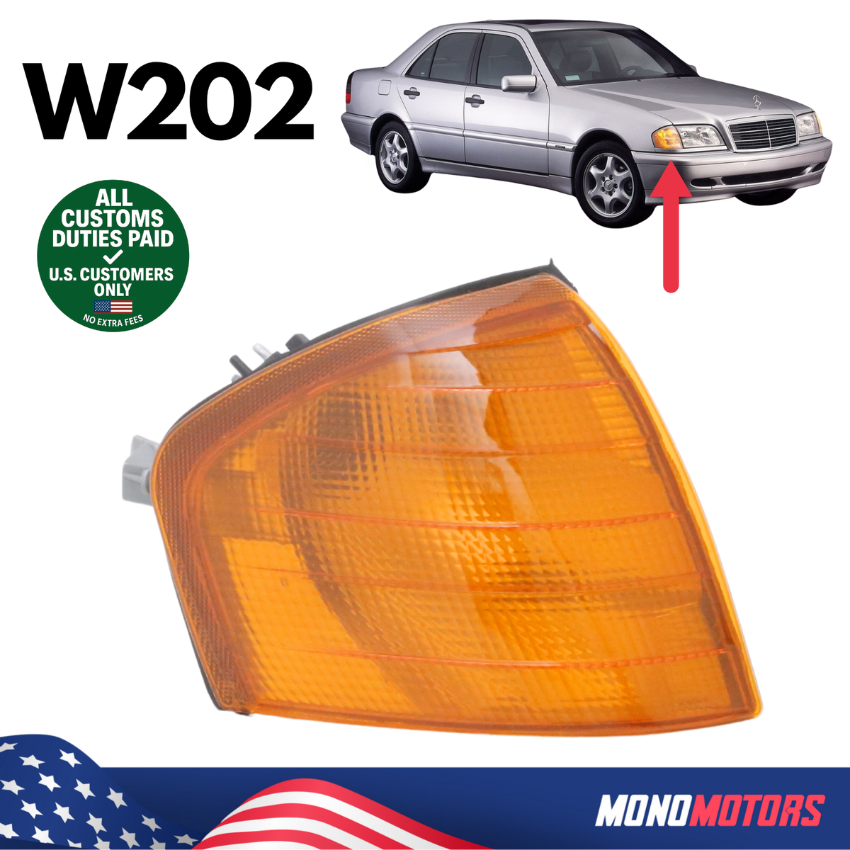TURN SIGNAL RIGHT YELLOW FOR MERCEDES W202 1993-2000 A2028260643