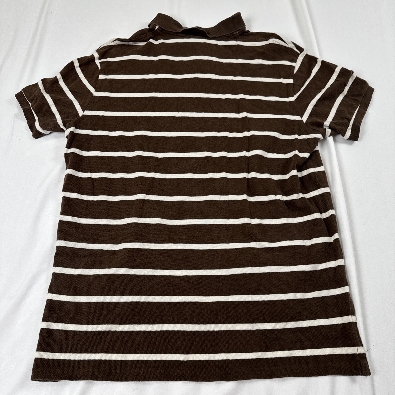 Polo Ralph Lauren uomo XL marrone bianco camicia a righe rosa pony manica lunga