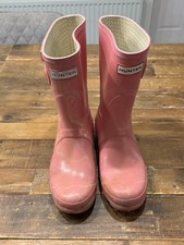 Hunter Original Pink Short Mid Calf Gloss Wellies | Size 5