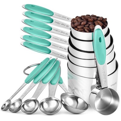 Measuring Cups and Spoons Set: U-Taste 18/8 Stainless Steel 16 cm, Aqua Sky