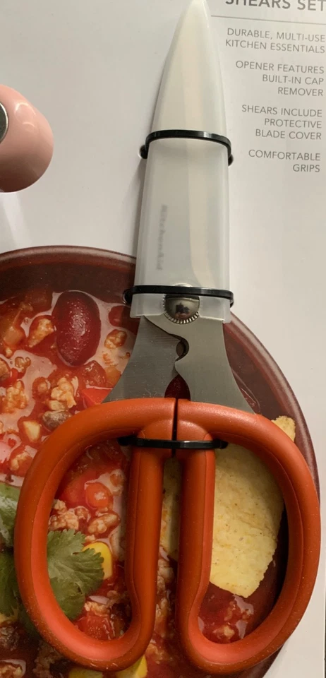 KitchenAid Abridor de Latas Rosa y Naranja Tijeras de Agarre Suave Juego KO387OHP4A Foto 3 de 4