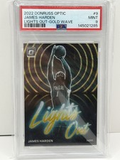 James Harden Gold Wave PSA 9 Lights Out #d /10 2022 NBA OPTIC SSP 