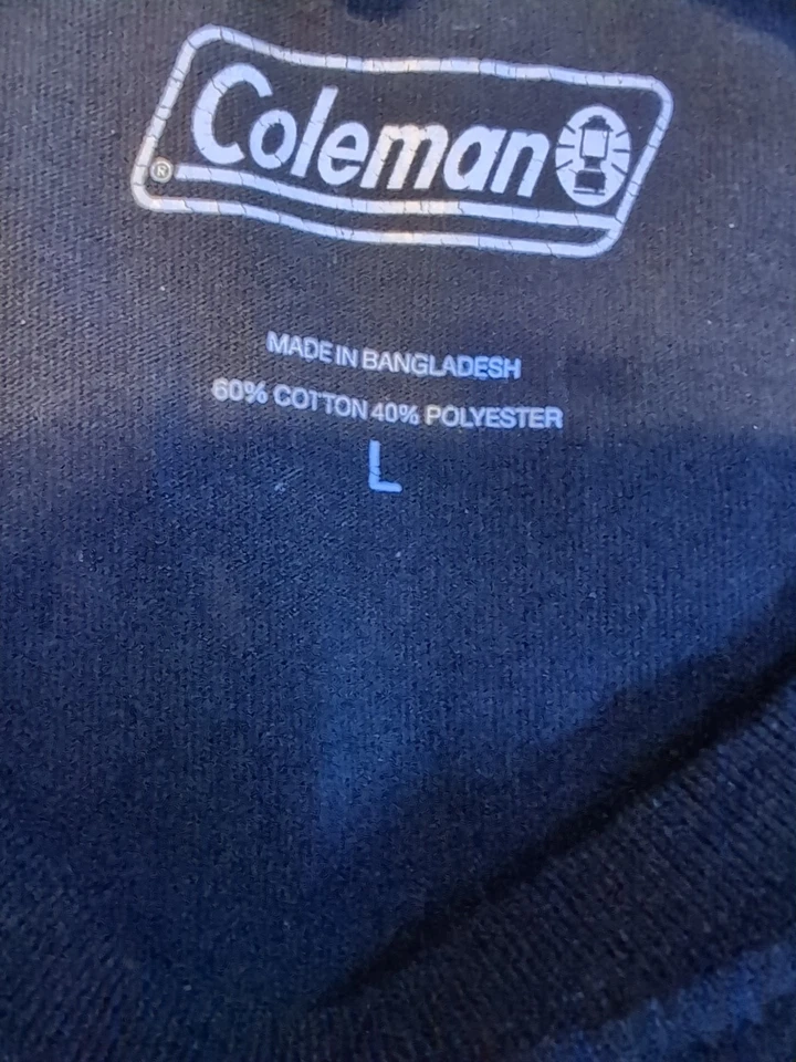 Camiseta Coleman Negra Manga Larga Cuello Redondo Talla Grande Unisex  Foto 2 de 4