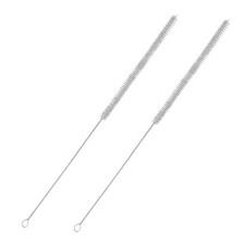 Straw Brush Pipe Cleaner with 18" Long White Nylon Bristle Wire Stainless