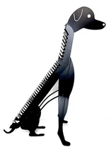 Vintage Black Metal Dog Shaped CD Holder Sculpture 30+ RARE