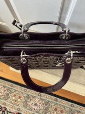 Dior Purple Quilted Satchel Top Handle Bag Zi...