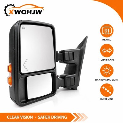 Power Heated LED Signal Tow Mirrors For 99-16 Ford F250 350 450 F550 Super Duty