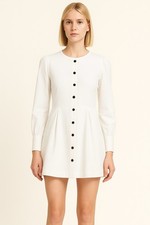 NWT Reformation Lovisa Long Sleeve Stretch Organic Cotton Minidress White Size 2