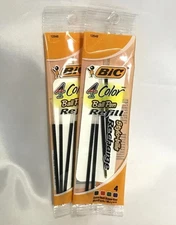 BIC 4 Color Ball Pen Refill, Assorted Colors, Medium, Pack of 2, 8 Refills