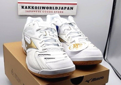 Mizuno バドミントンシューズ ホワイト/ゴールド Mizuno Badminton Shoes WAVE FANG PRO White / Gold 71GA2100 50