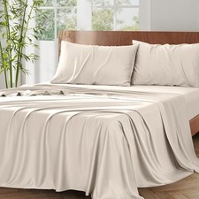 Bamboo Rayon Sheet Set, Sand, King, 300 Thread Count, 4-Piece with ... Fast Ship