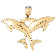 Dolphin Charm Pendant 14k Gold