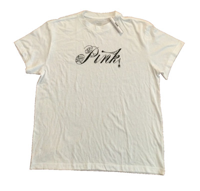 PINK by Victoria's Secret Over-size Halloween Tee Spider, Web, Logo Small White
