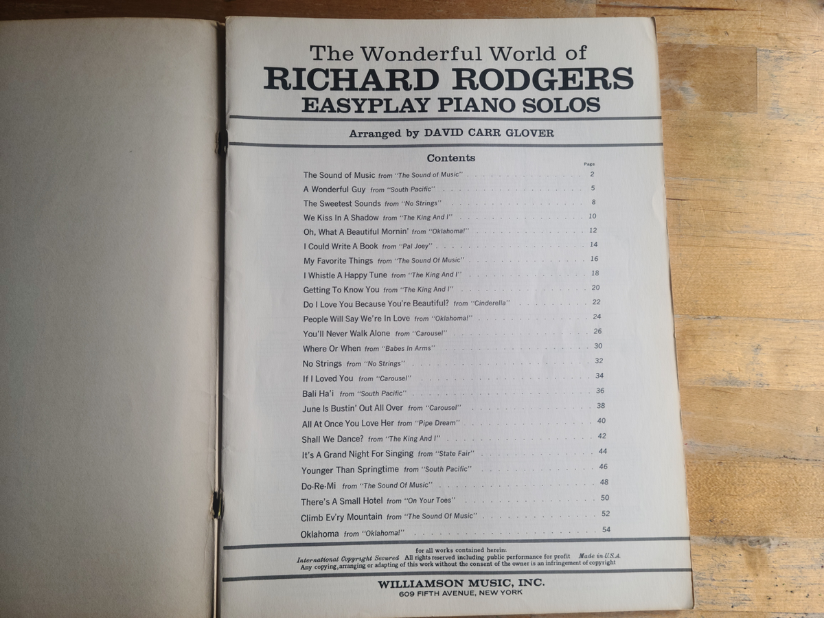 a+u No.66 7606 特集ピアノ+ロジャース The WOnderful World of Richard Rodgers Easyplay Piano Songs Sheet