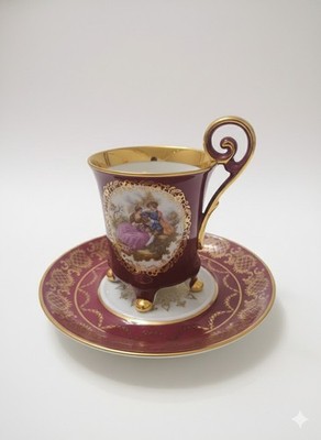 Vintage Gloria Bayreuth Bavaria Demitasse Tasse & Untertasse - Fragonard Love Story