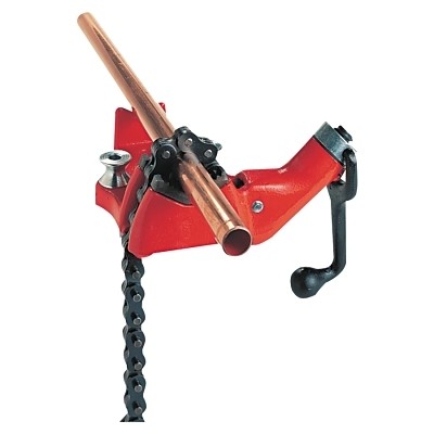 Top Screw Bench Chain Vise, BC410A, 1/8 in to 4 in Pipe Cap Ridge Tool Company