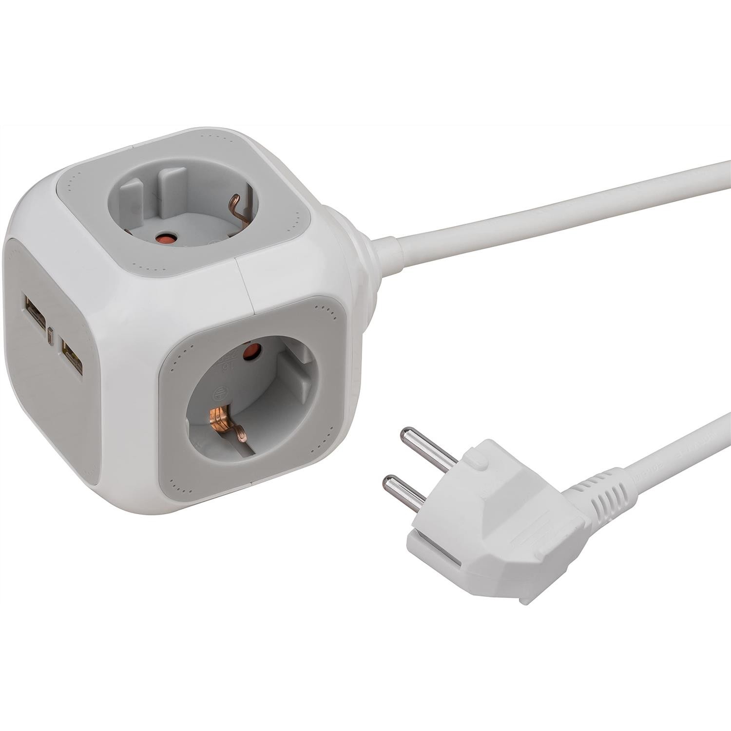 Multiprise cube Brennenstuhl Alea-Power avec 4 prises et double chargeur USB gris