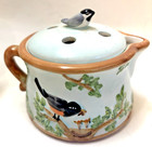 Mud Pie Cardinals & Robin Bird TeaPot Vase - Flower Frog With Four Holes In Lid — photo 2