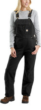 Carhartt Quilt-Lined Duck Bib Overalls for Ladies - Black - L - Tall