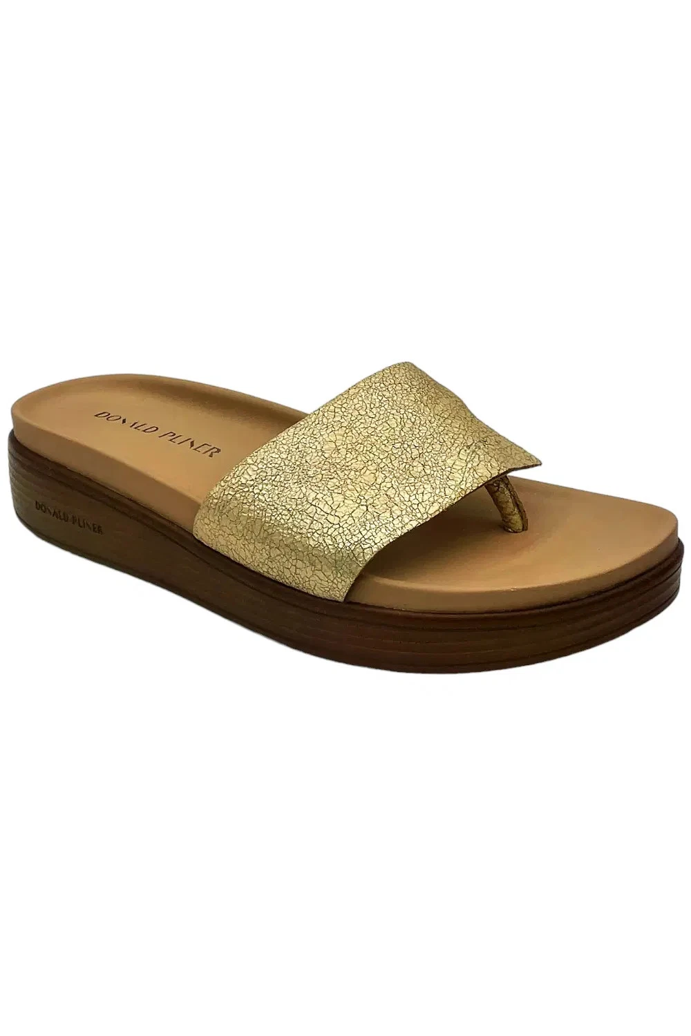 Donald Pliner Women's Fifi Pebbled Metallic Sandals Platino