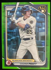 2024 Bowman COOPER PRATT 1st Rookie NEON GREEN BORDER #/399 Milwaukee Brewers RC
