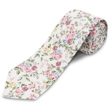 Cotton Floral Ties for Men 2.76" Men's Skinny Tie Linen Flower Little Romantic