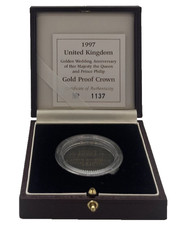 1997 Gold Proof Crown The Royal Mint BOX CAPSULE COA ONLY NO COIN Auct