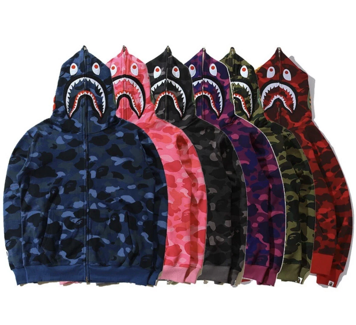 Bape Camo Shark Hoodie All Sizes Sweatshirt ( REP) Fits Size Large Men's  And W | eBay